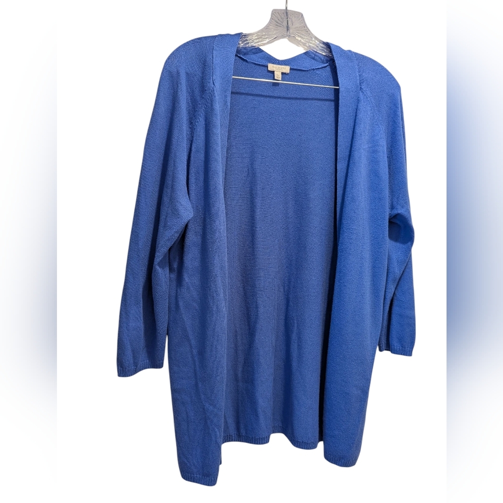 Talbots Cardigan Cobalt Blue Open Front Cotton Blend Sweater Sz Med Petite *GUC